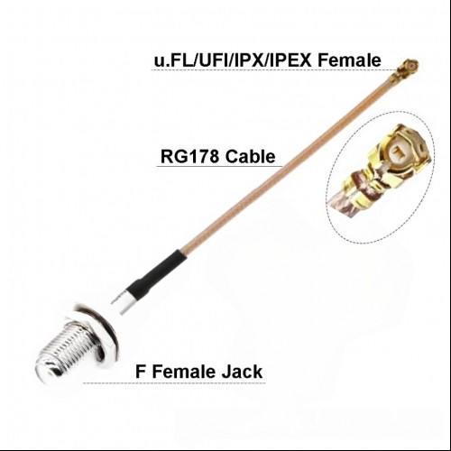 Пигтейл IPX U.fl RG178 - F female