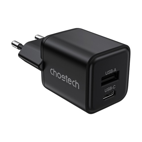 Сетевое зарядное устройство для Choetech PD5012 mini PD30W GAN A+C Black
