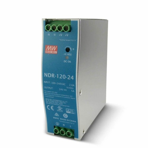 Блок питания NDR-120-24 Mean Well на DIN-рейке
