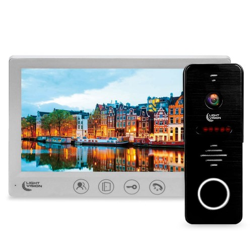Комплект видеодомофона Light Vision: домофон 7" AMSTERDAM FHD White и видеопанель RIO FHD Black