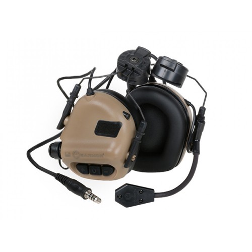 Активные защитные наушники Earmor M32H (TN) Tan с гарнитурой и креплением на шлем