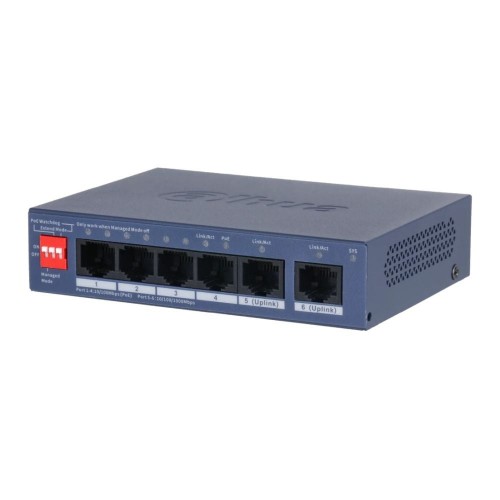 PoE-комутатор 6-портовий керований L2 Dahua DH-CS4006-4ET2GT-36 з 4 портами PoE 40W