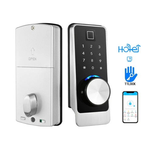 Замок биометрический автономный Trinix TRL-5203BTF Silver Right с Bluetooth, считывателем отпечатков пальцев и карт Mifare