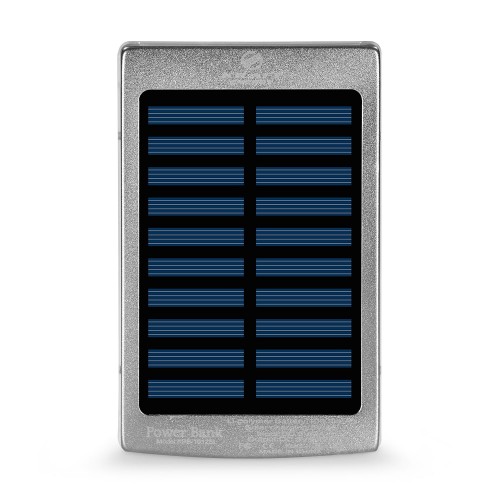 Повербанк с солнечной панелью 10000mAh Power Bank Kraft KPB-1012SL Silver LED-фонарь