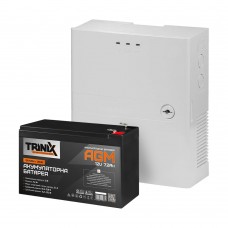 Комплект резервного питания: источник бесперебойного питания Kraft PSU-1205LED(P) и аккумуляторная батарея Trinix 12В 7.2Ач AGM