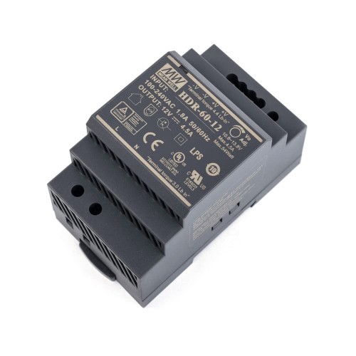Блок питания HDR-60-12 Mean Well на DIN-рейке