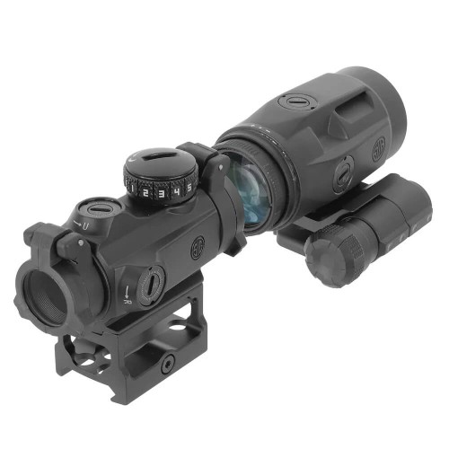 Коллиматорный прицел Sig Sauer Romeo-MSR 2MOA red dot с увеличителем Juliet3-Micro 1-3X