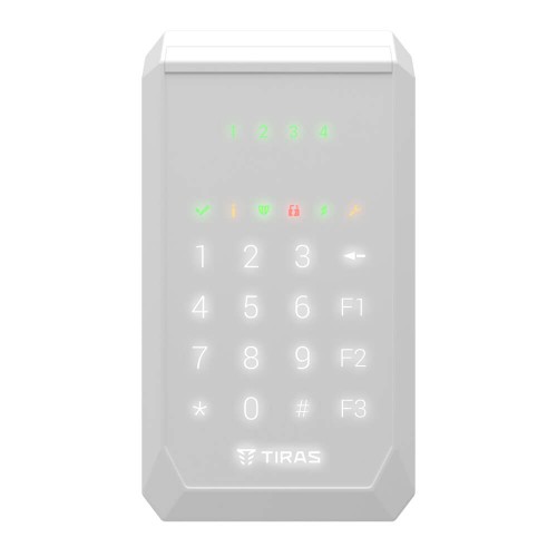 Клавиатура Tiras K-PAD4+ White на 4 индикатора зон со встроенным считывателем NFC/Mifare