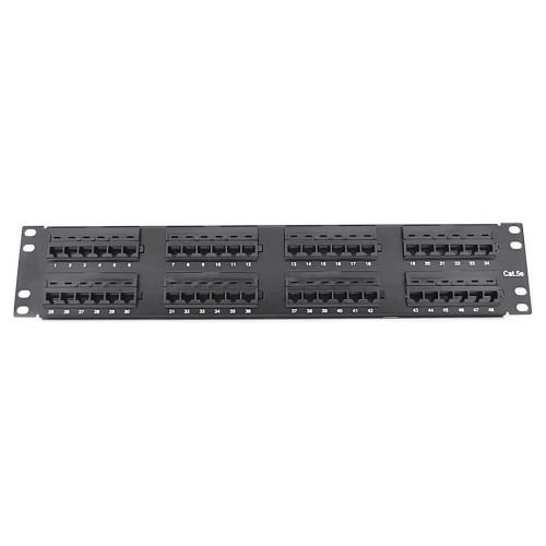 Патч-панель PiPo 48 портов UTP DUAL кат 5E 19" 2U неэкранированная черная Q20