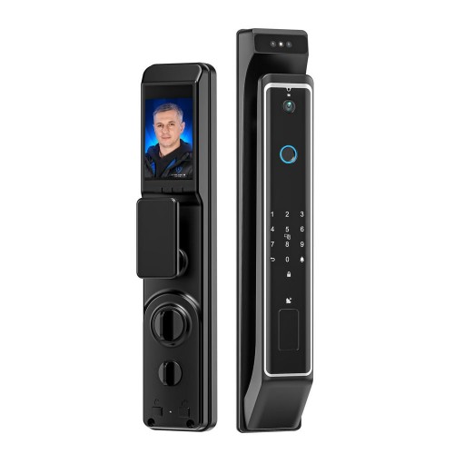 Замок биометрический автономный Trinix TRL-8801BTV Black с Bluetooth, распознаванием лиц, считывателем отпечатков пальцев и карт Mifare