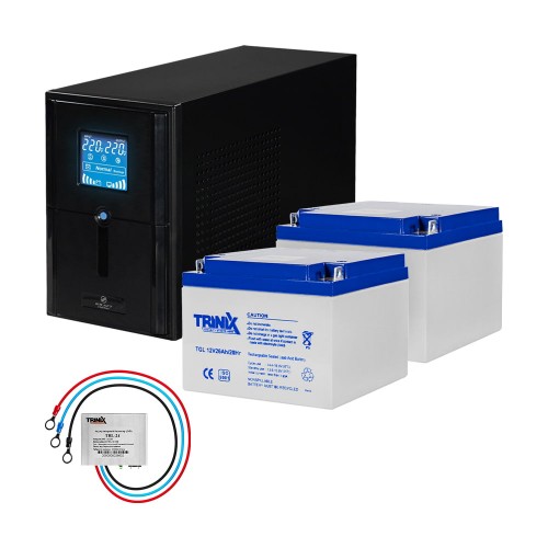 Комплект резервного живлення: Kraft PSW1000VA/800W(LCD)24V UPS + гелева батарея 660 Вт*г