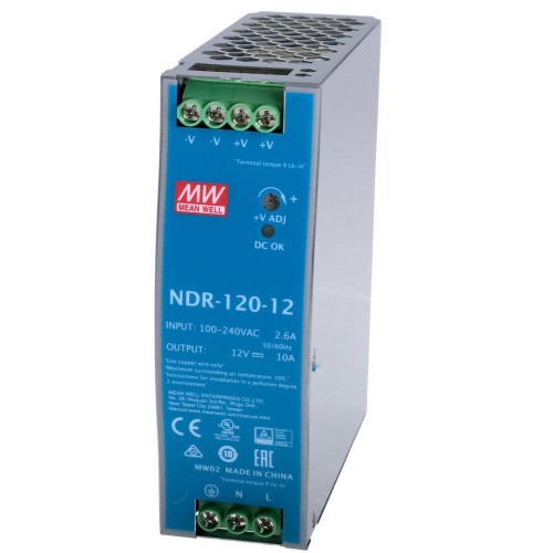 Блок питания NDR-120-12 Mean Well на DIN-рейке