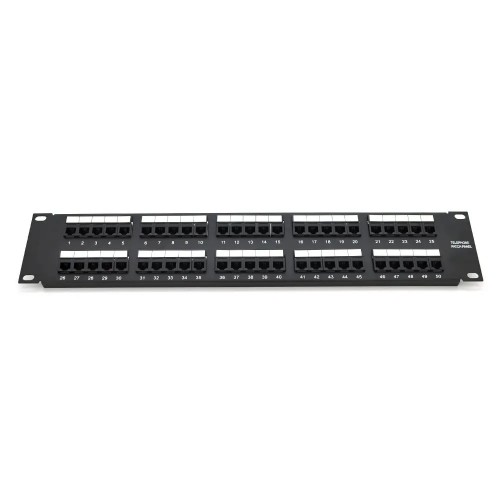 Патч-панель телефонная PiPo 50 портов UTP DUAL кат 3 19" 2U неэкранированная черная