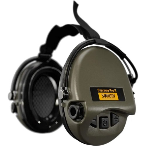 Активные защитные наушники Sordin Supreme Pro-X Neckband Olive с задним держателем под шлем