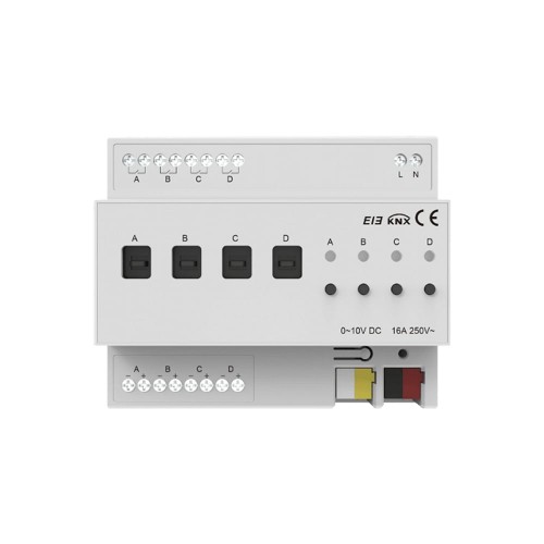 Димер на 4 канали 0-10V, KNX Akubela KXAC-B1DV4
