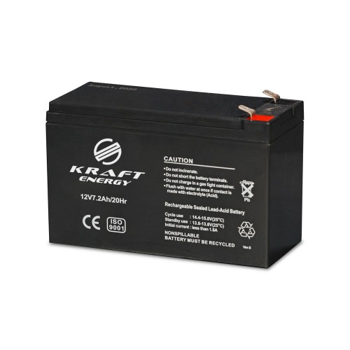 Аккумуляторная батарея 12В 7.2А Kraft 12V7.2Ah/20Hr AGM свинцово-кислотная