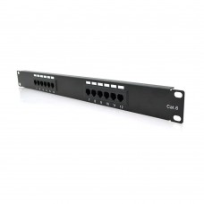 Патч-панель PiPo 12 портов UTP кат 6E 19" 1U неэкранированная черная Q25
