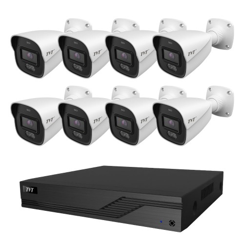 Комплект IP-видеонаблюдения на 8 камер TVT IP-Video Kit 8x4Mp (B) PoE: 8 цилиндрических 4Mp видеокамер + 8-канальный 6Mp видеорегистратор