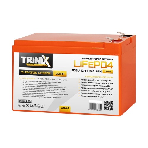 Акумуляторна батарея літій-залізо-фосфатна 12.8В 12А*год Trinix TLFP-1212S Ultra LiFePO4 (Orange)