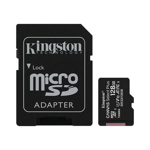 Карта памяти microSDXC 128GB Kingston Canvas Select Plus с SD-адаптером Class 10 UHS-I U1 V10 A1 (SDCS2/128GBSP) FullHD