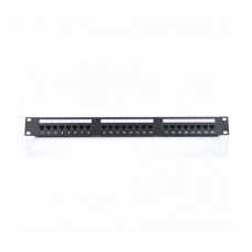 Патч-панель Ritar 24 порти UTP DUAL кат 5Е 19" 1U неекранована чорна, з заднім організатором кабелю Q25