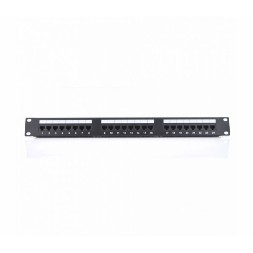 Патч-панель Ritar 24 порта UTP DUAL кат 5Е 19" 1U неэкранированная черная, с задним организатором кабеля Q25