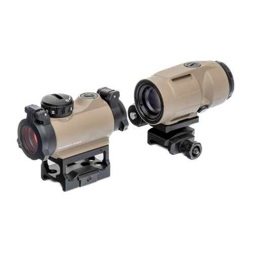 Коллиматорный прицел Sig Sauer Romeo-MSR 2MOA red dot с увеличителем Juliet3-Micro 1-3X FDE