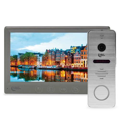 Комплект видеодомофона Light Vision: домофон 7" AMSTERDAM FHD Grey и видеопанель RIO FHD Silver