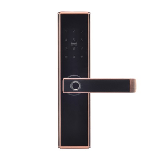 Замок биометрический автономный Trinix TRL-5109BTF Red Bronze Right с Bluetooth, считывателем отпечатков пальцев и карт Mifare
