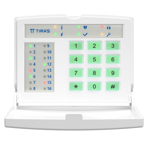 Клавиатура Tiras K-LED16 на 16 индикаторов зон.